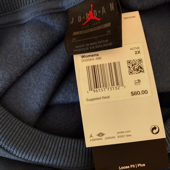 NEW NIKE JORDAN Brooklyn Fleece Sweatshirt Size 2X French Blue - Picture 9 of 9